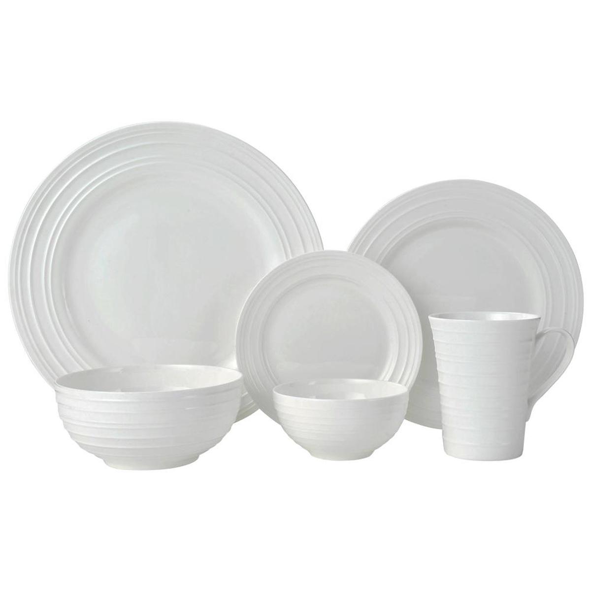 Swirl Bone 36 Piece Dinnerware Set Service for 6