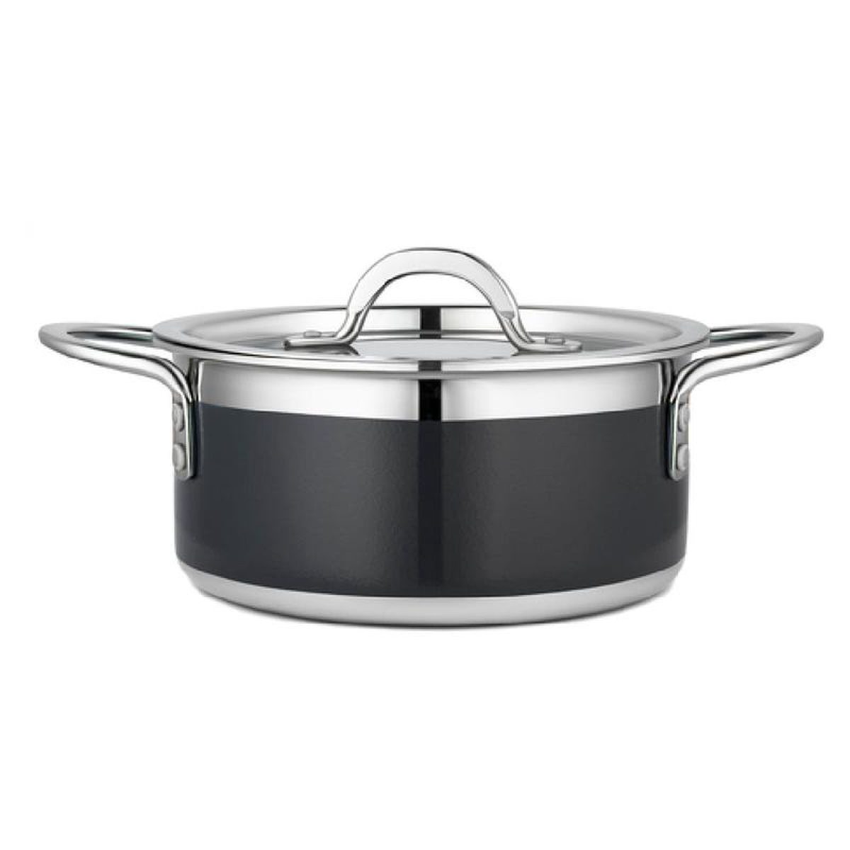Bon Chef 71300-CF2-B 2 Qt 9 Oz Round Brazier Pan with Lid Stainless Steel Induction