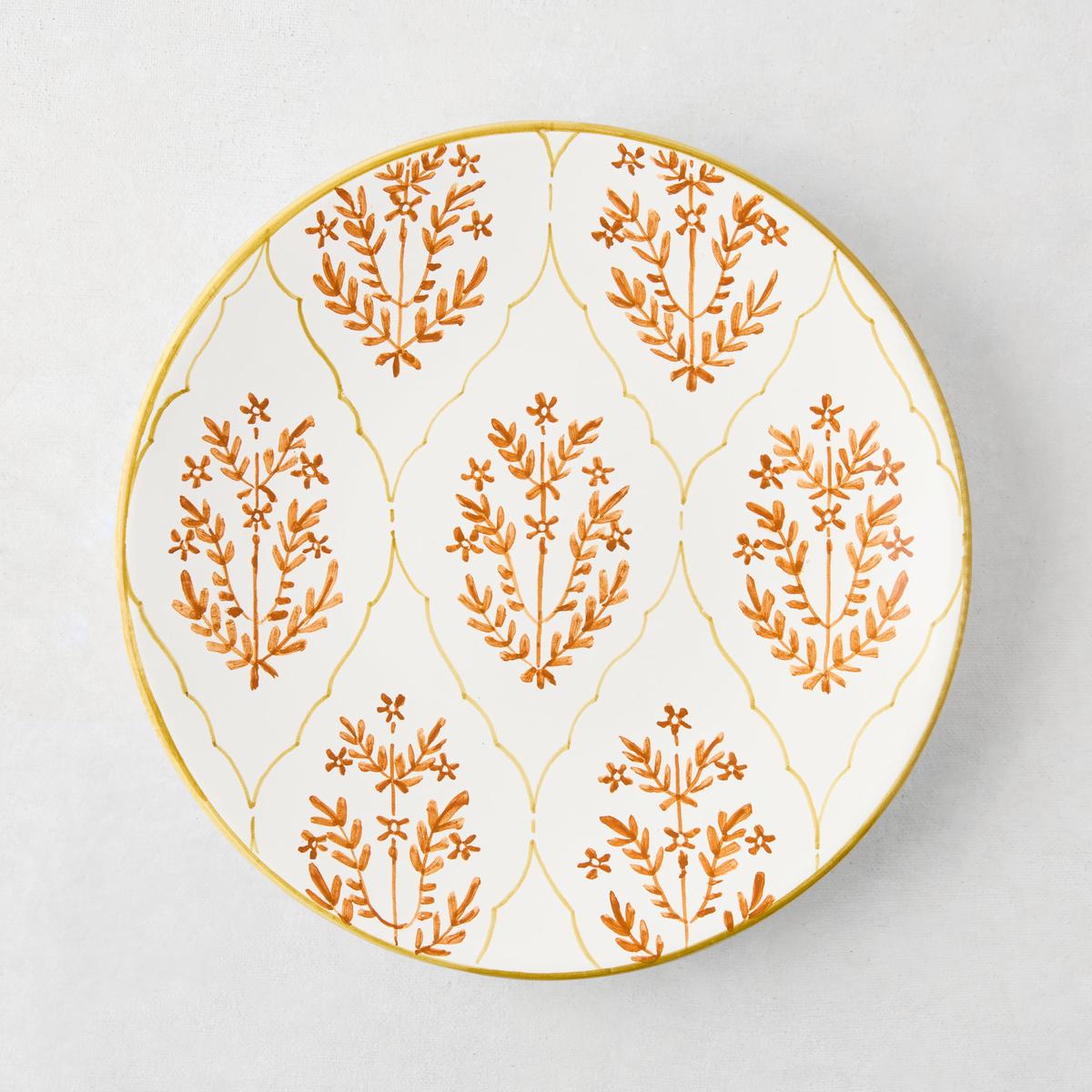 Peter Dunham Hudson Grace Spice Orange Hand-Painted Jaali Salad Plate