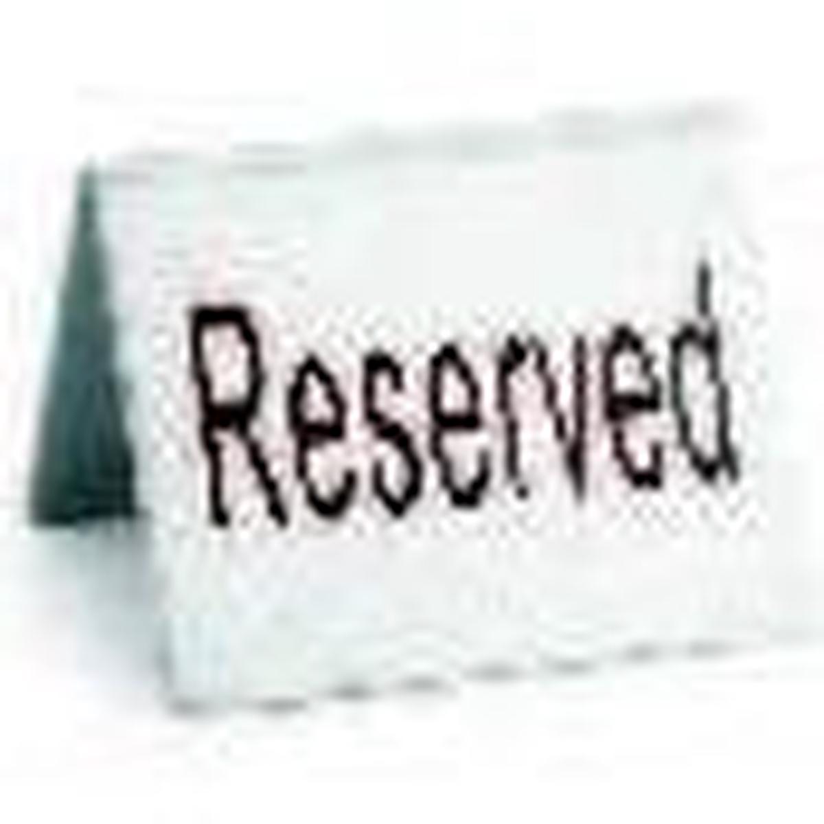 STAINLESS STELL RESERVED SIGN WITH BLACK LETTERING PRINTED ON BOTH SIDESDIM2 5
