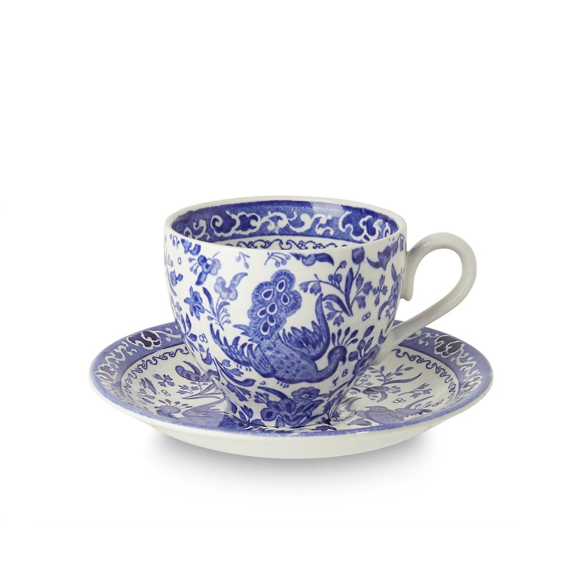 Blue Regal Peacock Teacup Saucer