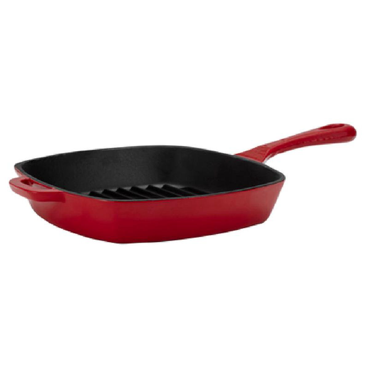 Bon Chef 5113 17-34 Inch Grill Pan with handles Enameled Cast Iron Red
