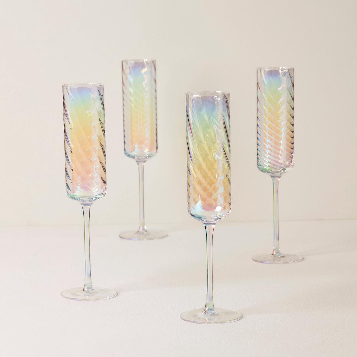 Tuscany Classics Iridescent Flute Glasses Set of 4