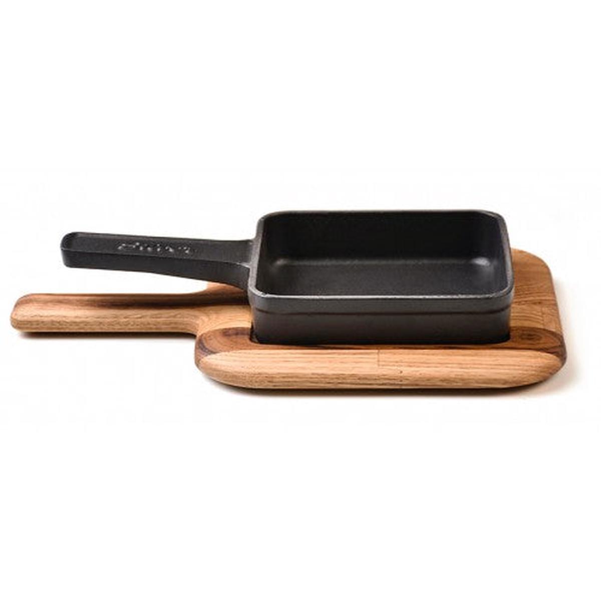 CAST IRON SQUARE PAN BLACK - 14 CM