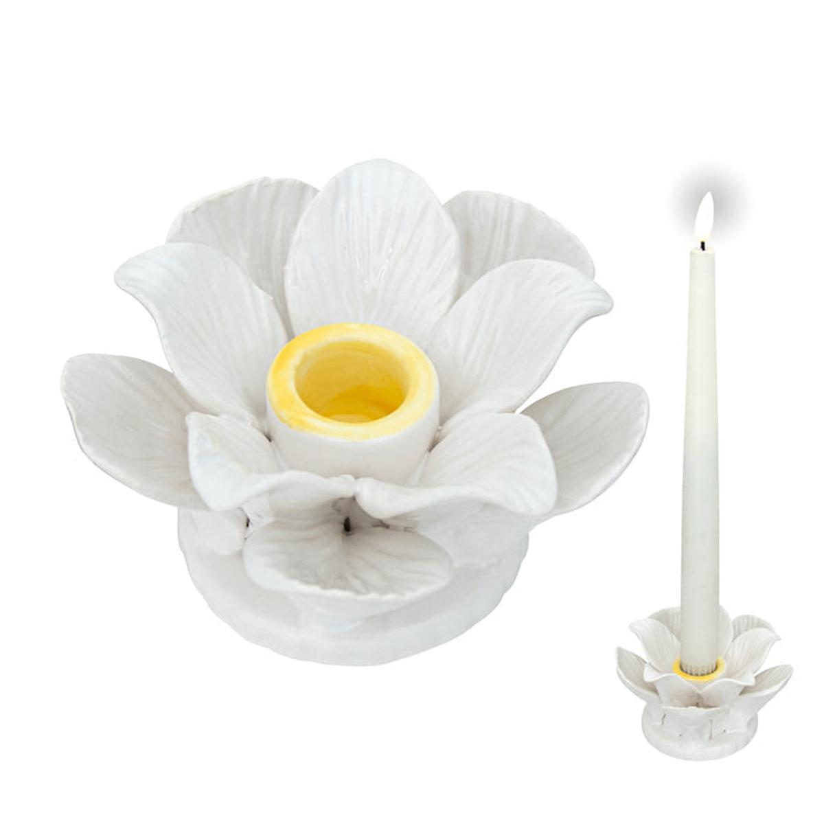 Ceramic Candle Holder Spring White 11x45cm Magnolia