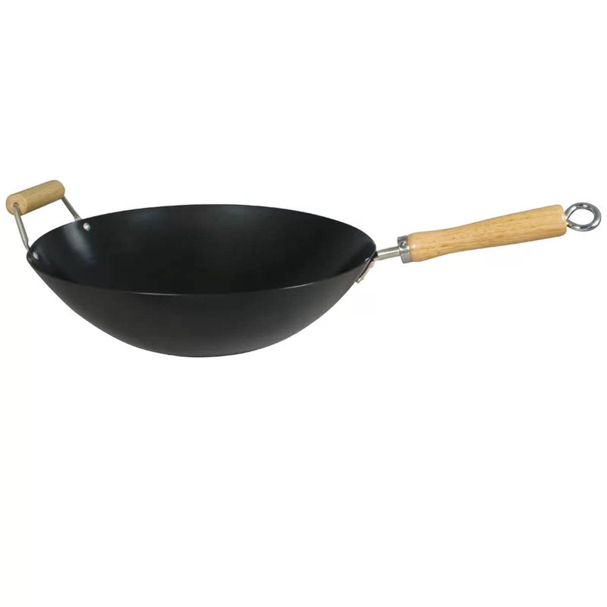 1436cm Standard Gauge Non-Stick Carbon Steel Wok with Helper Handle