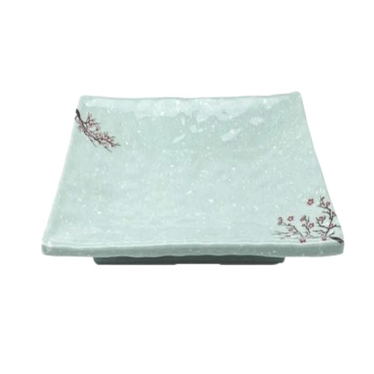 Melamine Rectangular Plate 9-78 x 7 x 1-38H Plum Blossom