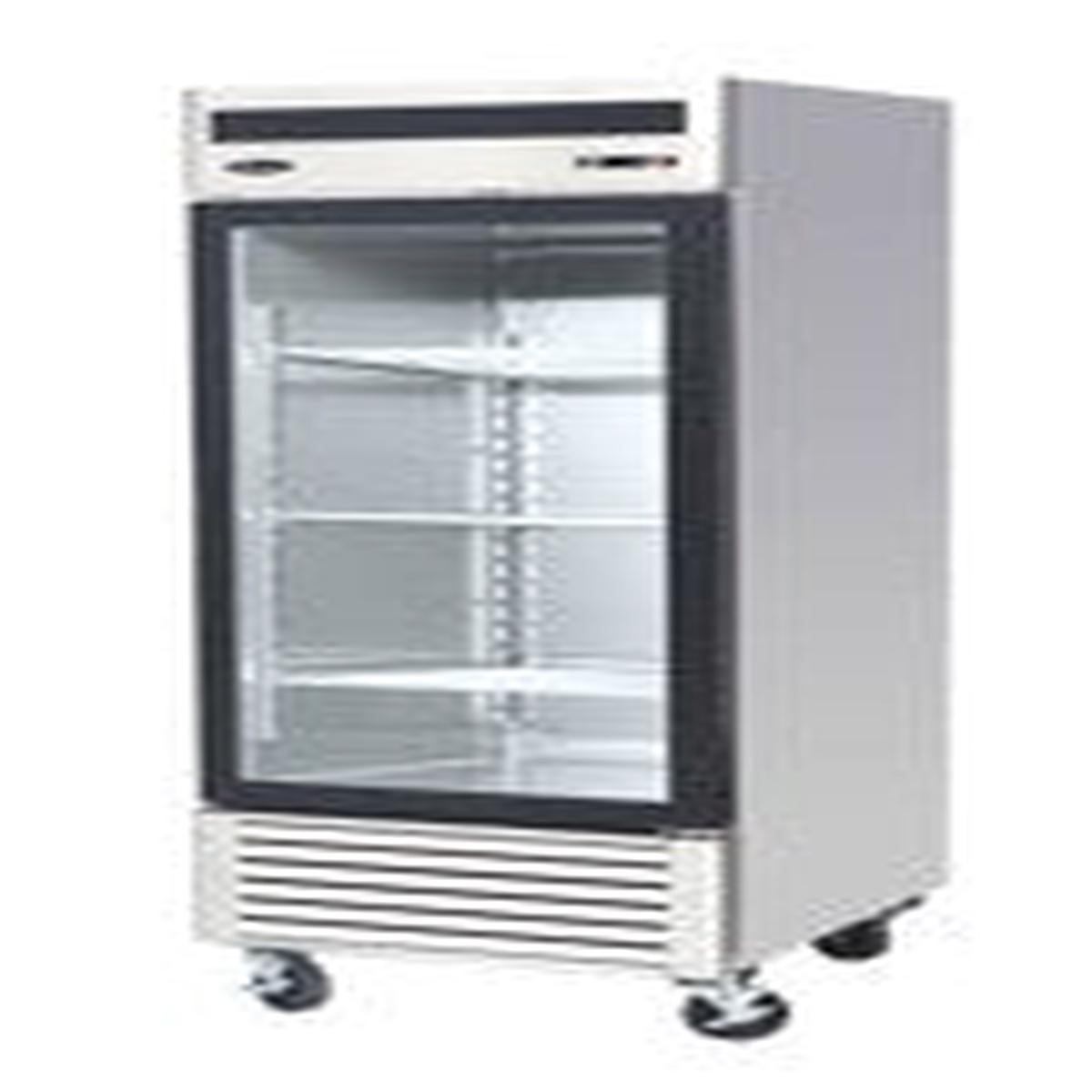 610 Ltr Single Glass Door Reach in Freezer on Castors with Bottom Mount and Shelf