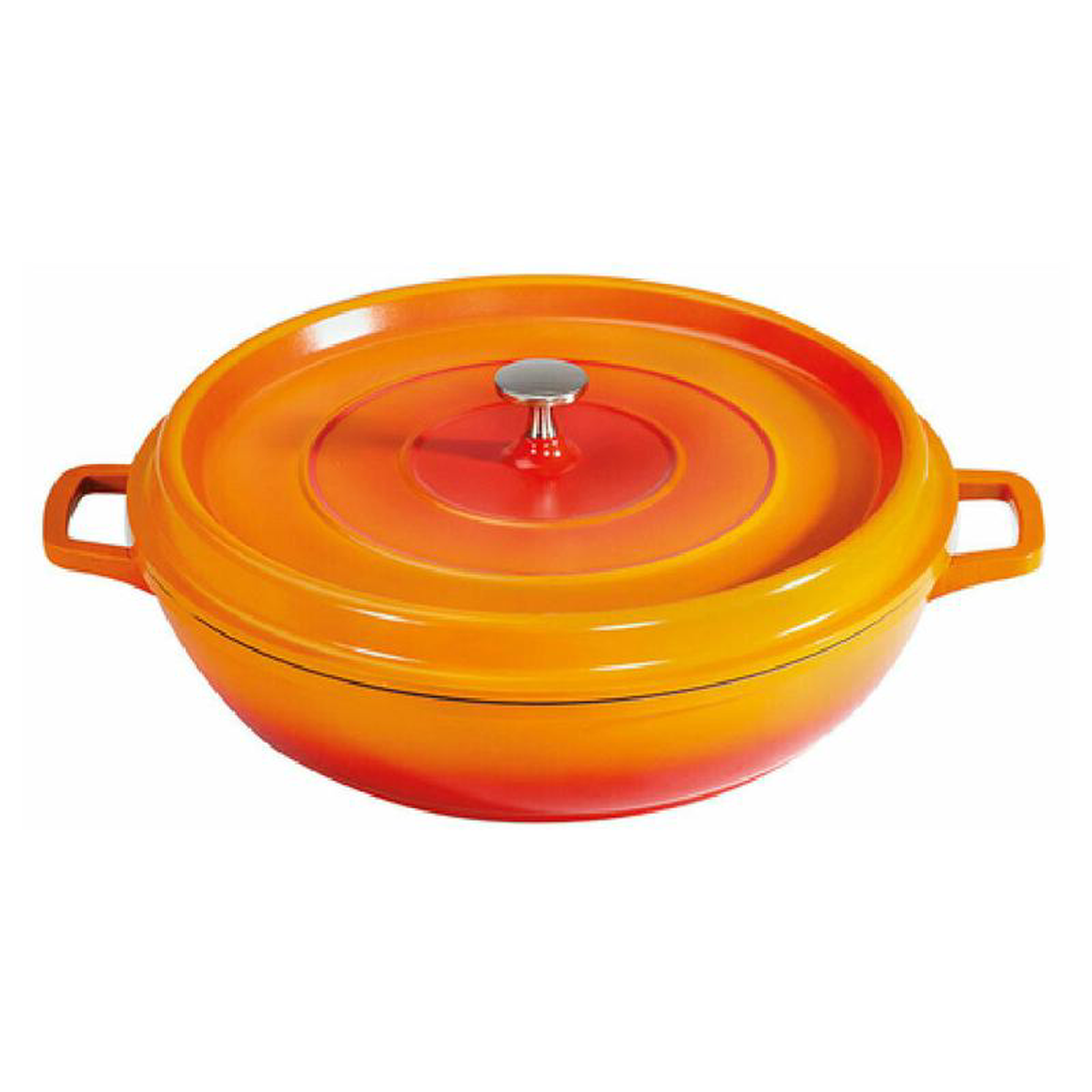 GET Enterprises CA-008-OBK 4 Quarts Round Braiser Pan with Lid Aluminum Orange