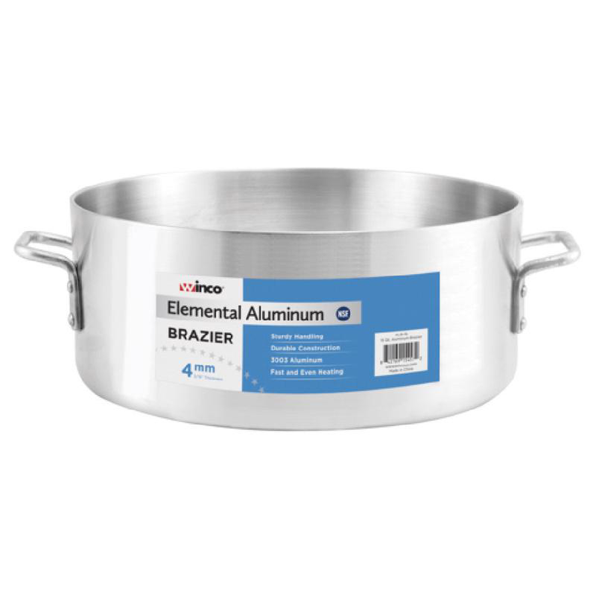 Winco ALB-15 15 Quart Brazier Pan 14-18 Inch 3003 Aluminum NSF