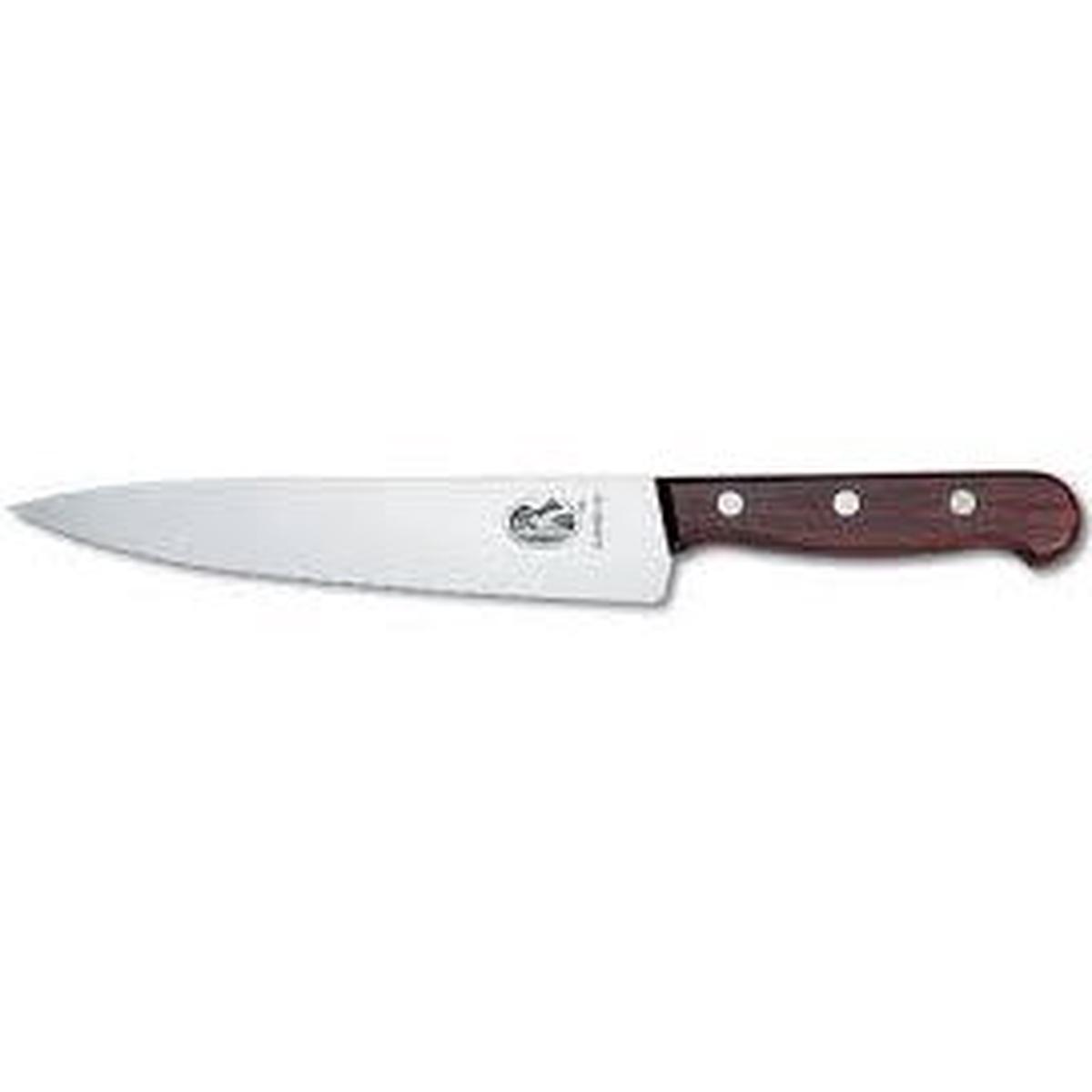 VICTORINOX KITCHEN CARVING KNIFE WAVY BLADE ROSEWOOD HANDLE - 19 CM