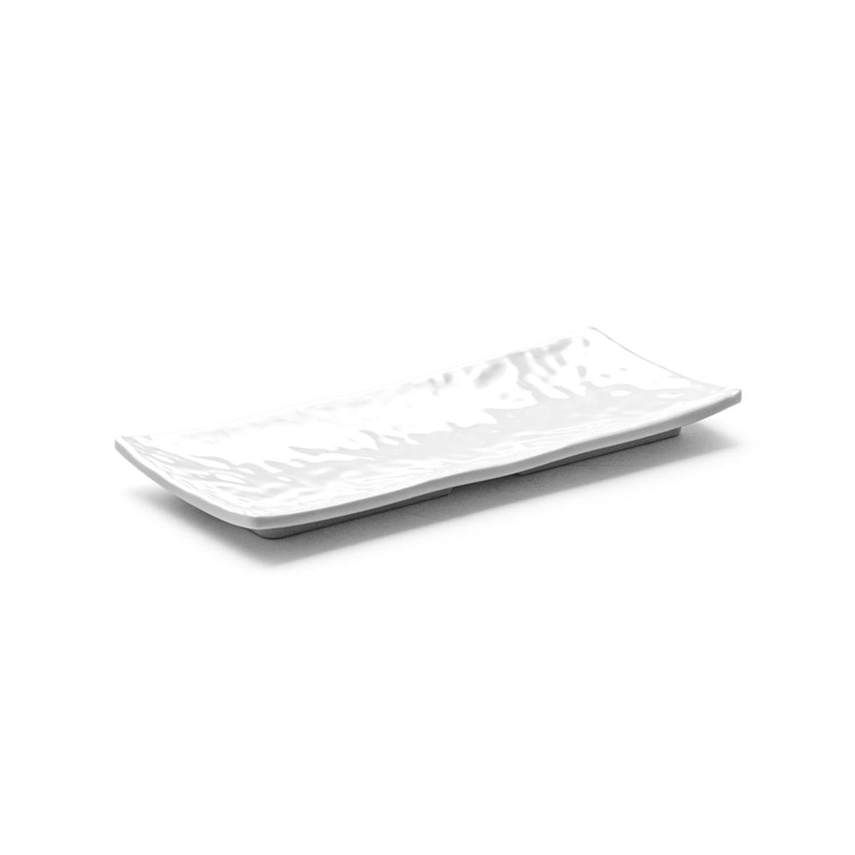 Melamine Rectangular Ripple Plate 10-12 Shiny White