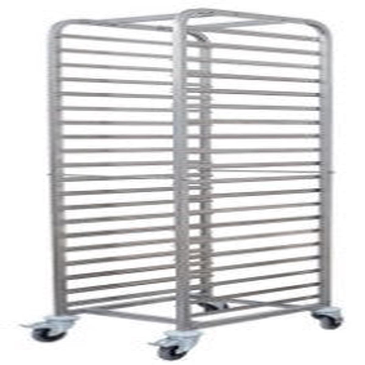 Stainless Steel Rack Trolley 4060 20 Trays 4 casters (2 with break)