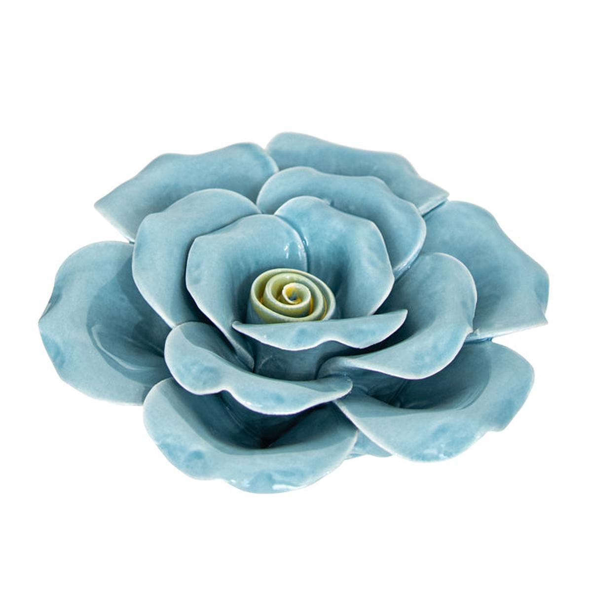 Ceramic Spring Decorative Rose Flower BlueYellow 13x6cm