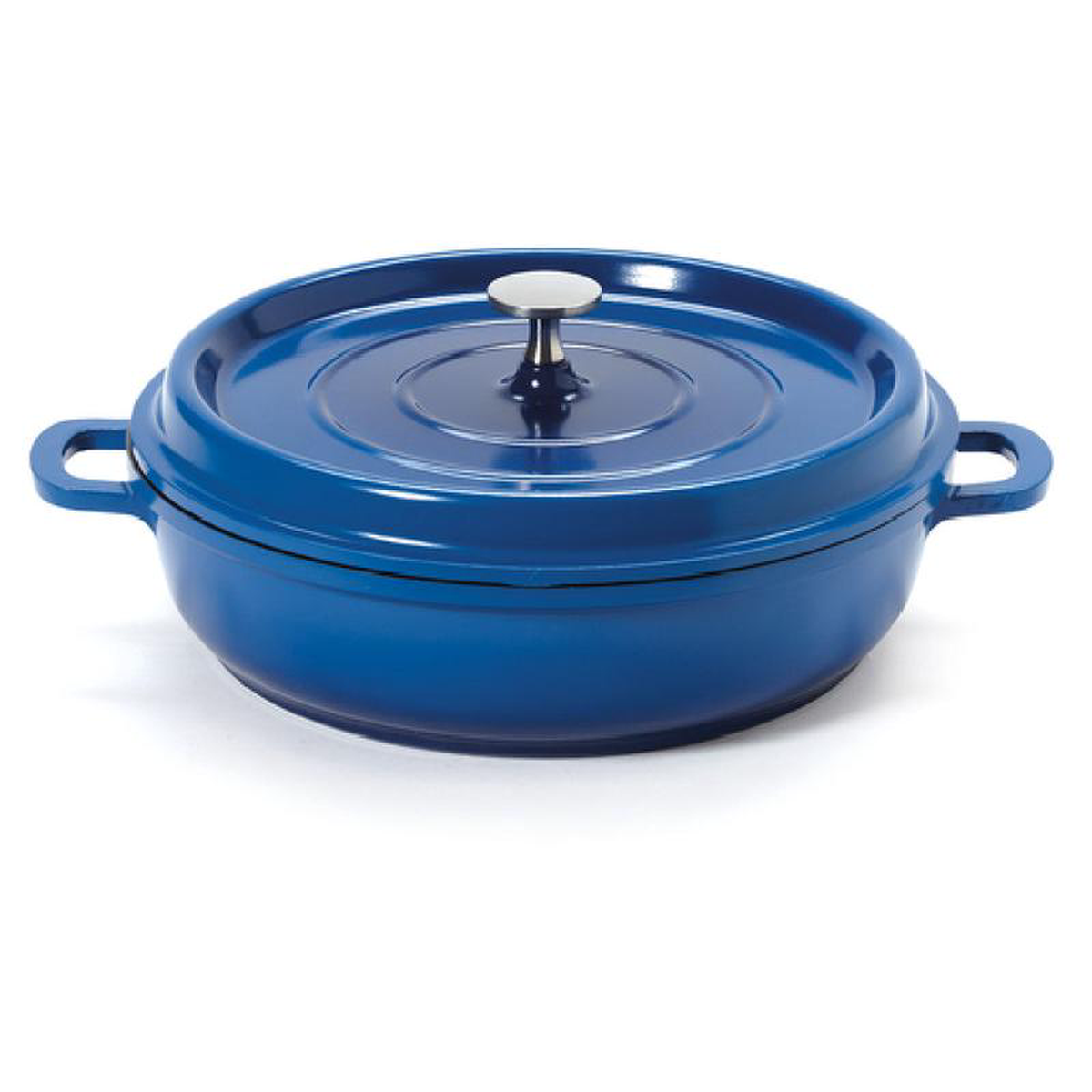 GET Enterprises CA-005-CBBK 3 Quart Round Braiser Pan with Lid Aluminum Cobalt Blue
