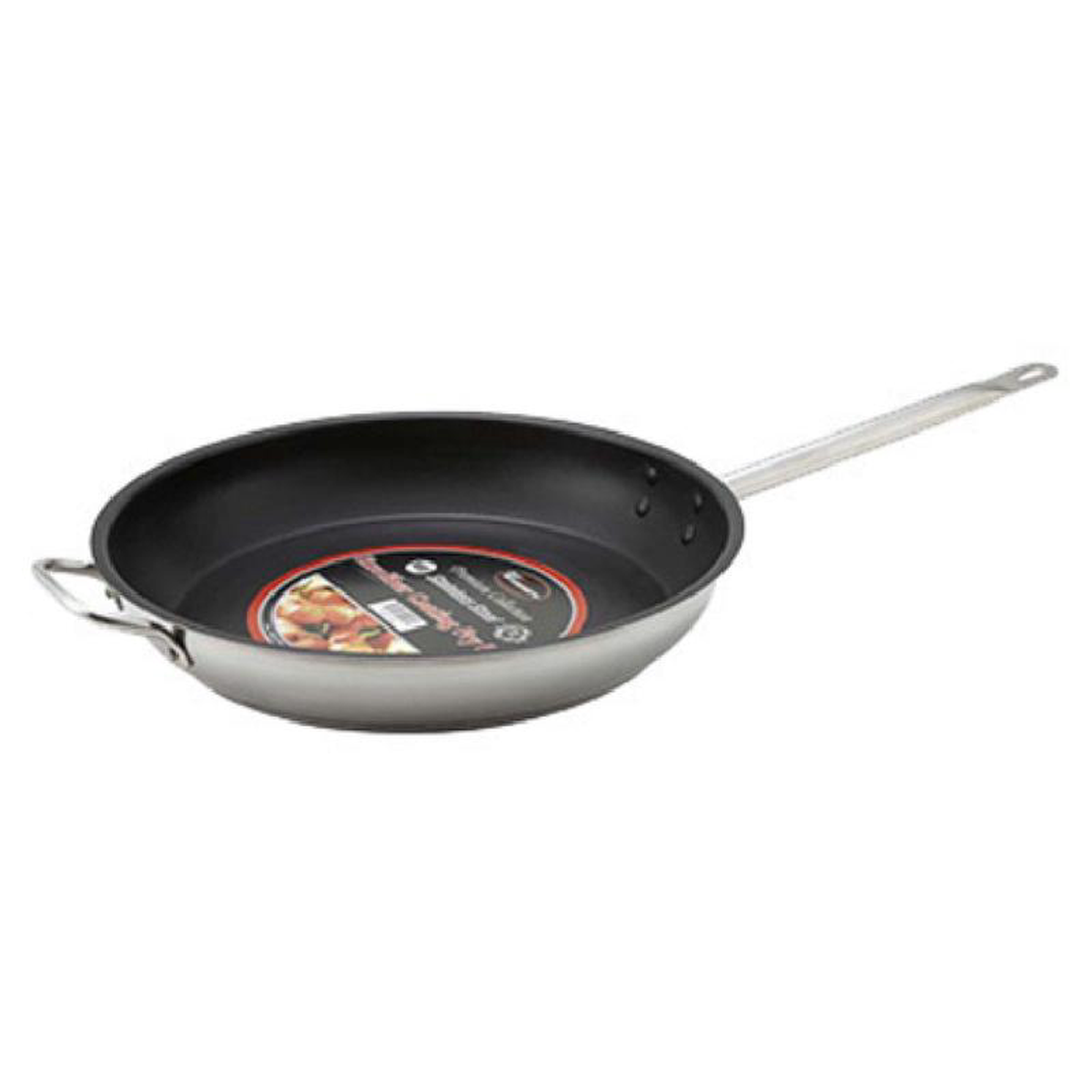 Winco SSFP-12NS 12-12 Inch Fry Pan Non-stick Tri-ply Stainless Steel