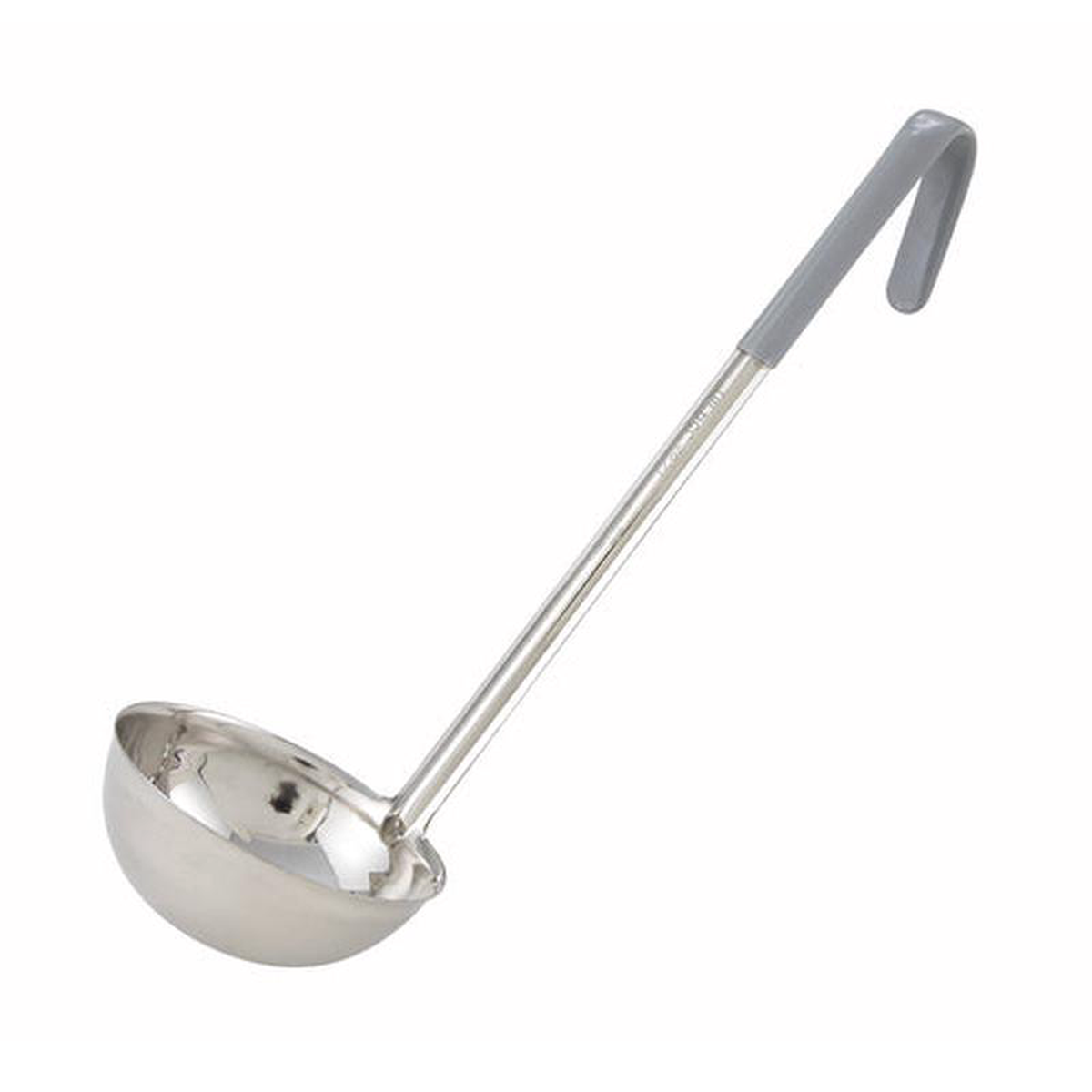 LDC-12 Winco 12 Oz Stainless Steel Ladle w Gray Handle