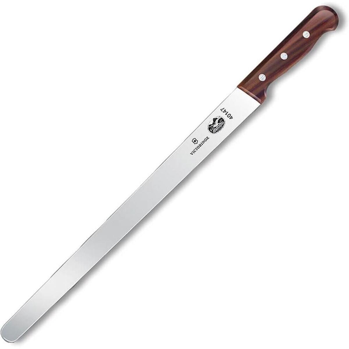 VICTORINOX SLICING KNIFE ROUND TIP ROSEWOOD HANDLE - 30 CM