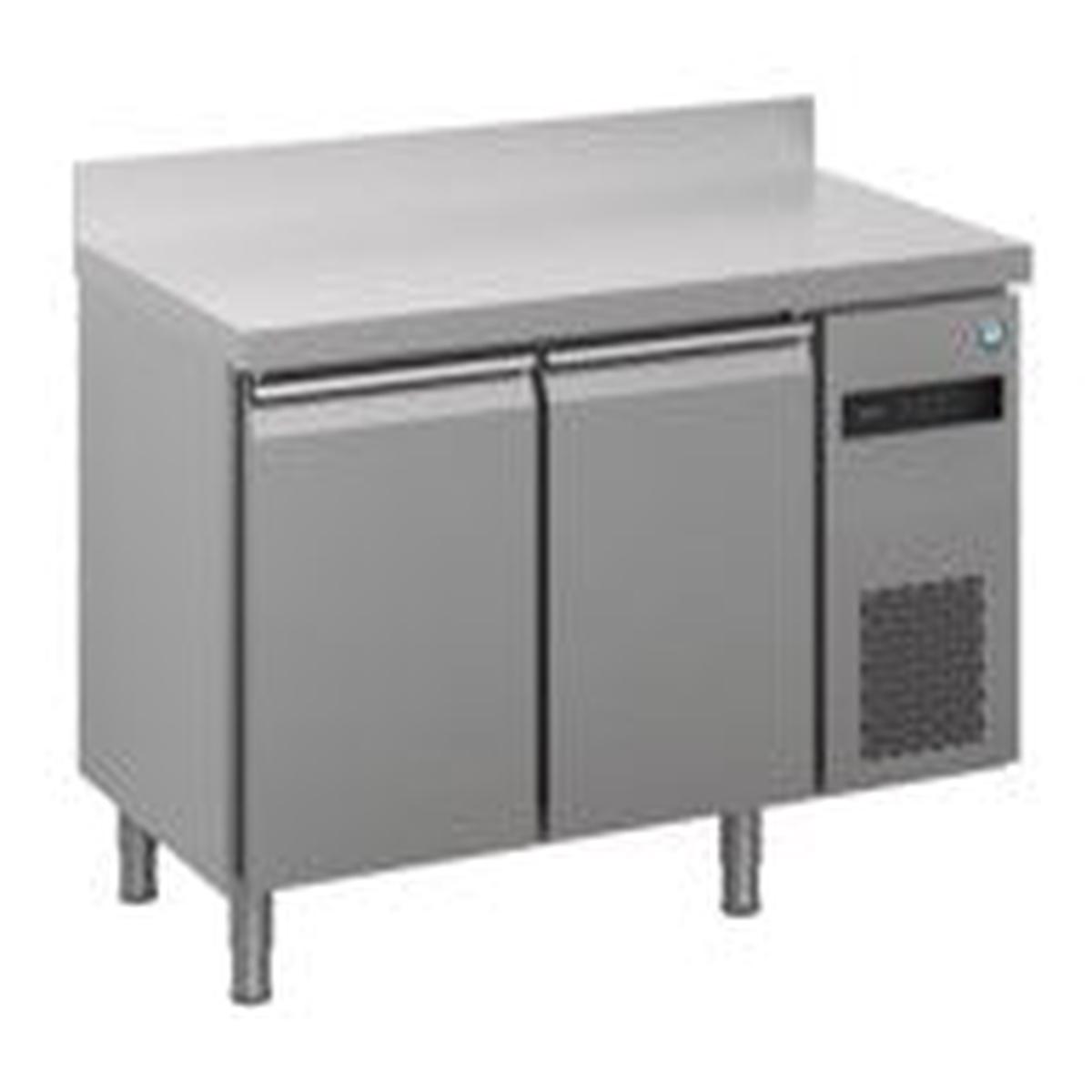 (72G227NMVU3) 2 Door 11 GN Refrigerated Counter with Flat Worktop - 2 Shelves each Doors and 100 mm Splashback - Castors Included