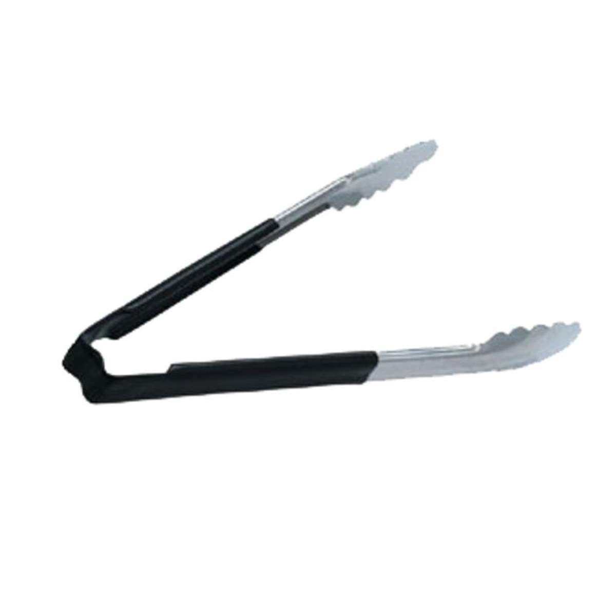 4780920 Vollrath 9-128221 Stainless Steel Scalloped Tong w Black Kool Touch Coated Handle