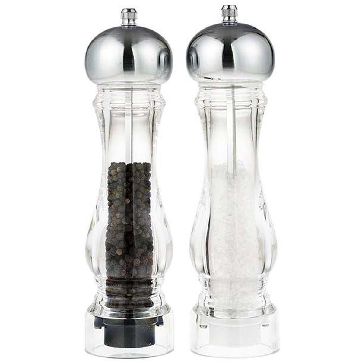 BISETTI SALT MILL ACRYLIC RED LAQUERED AND TOP CHROME PLATING KNOB CHROME PLATING