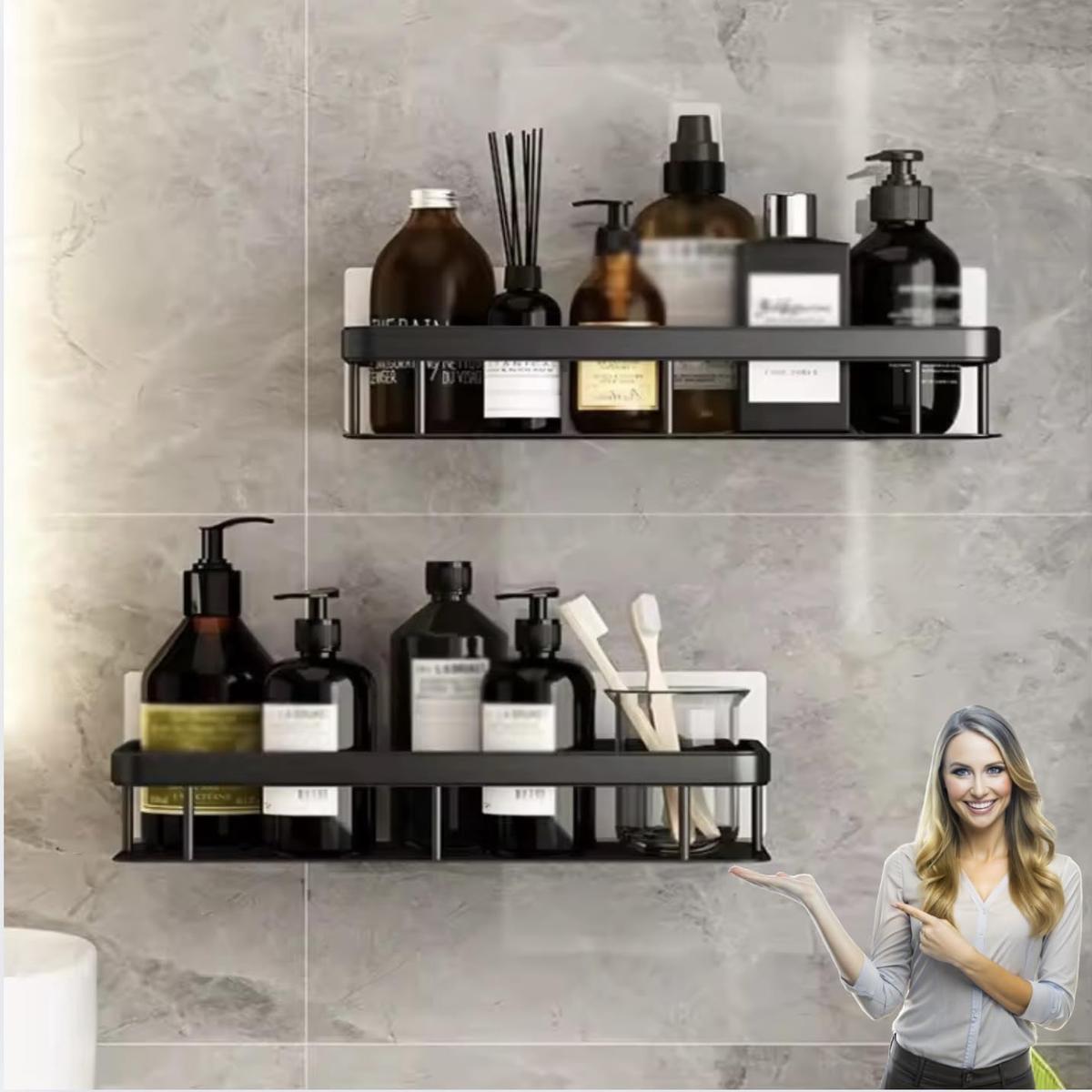 Shower CaddiesSelf Adhesive Shower Caddy 2 Pack Shower ShelfNo Drilling Bathroom Shower Organizer with Hooks
