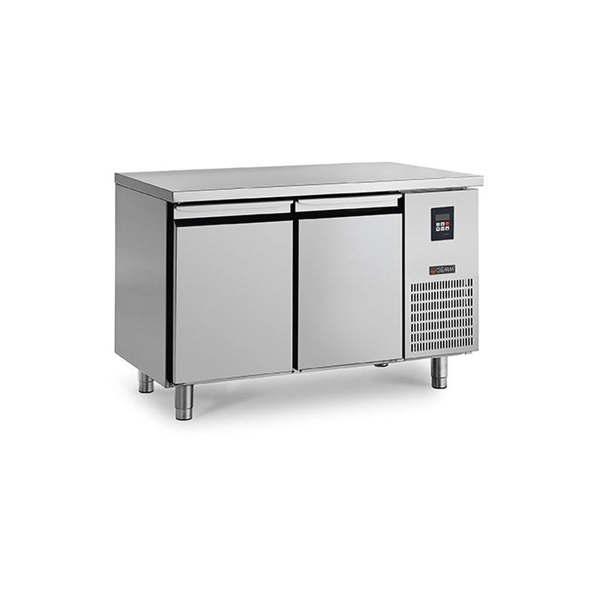 GN 11 Refrigerated Counters Depth 700 with 2 Doors with 4 Castors and without Back Splash