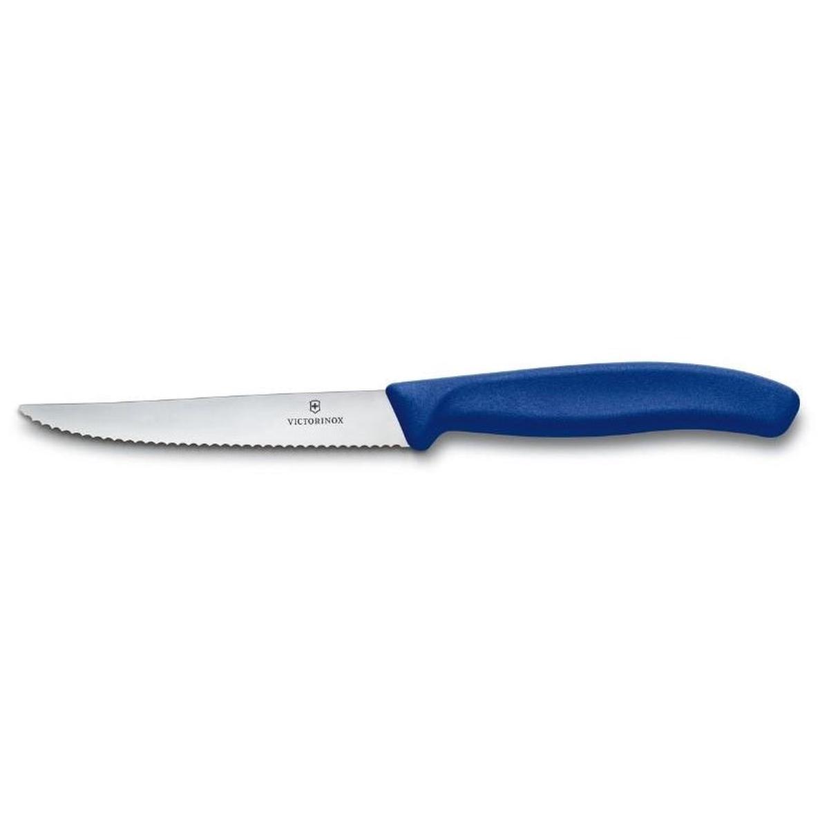 VICTORINOX STEAK KNIFE WAVY EDGE SWISS CLASSIC BLUE HANDLE - 11 CM