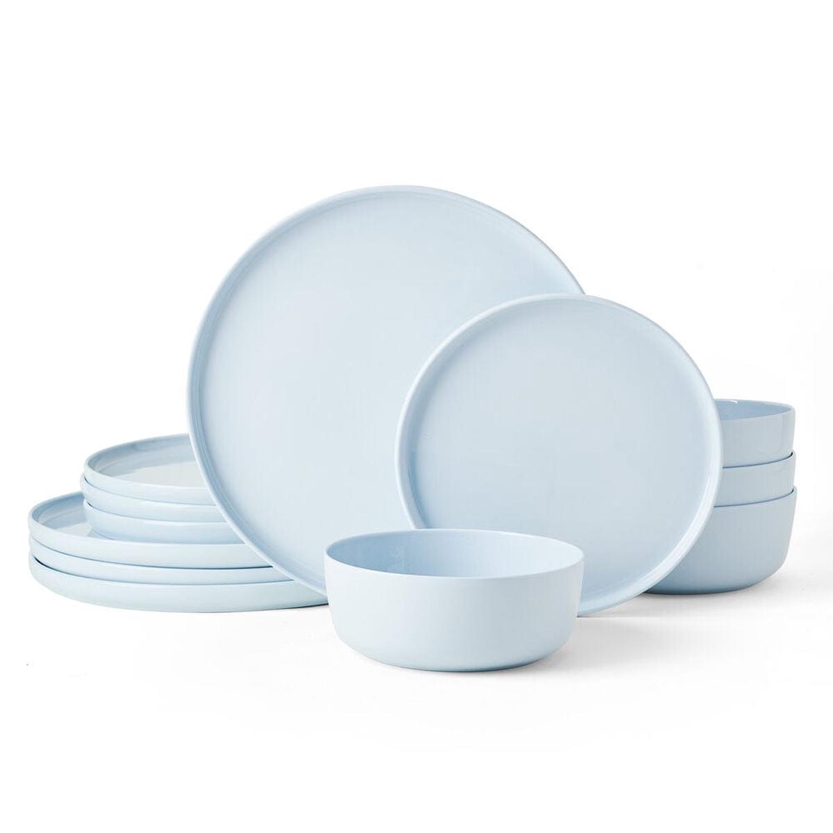 Madison 12 Piece Misty Blue Dinnerware Set Service for 4