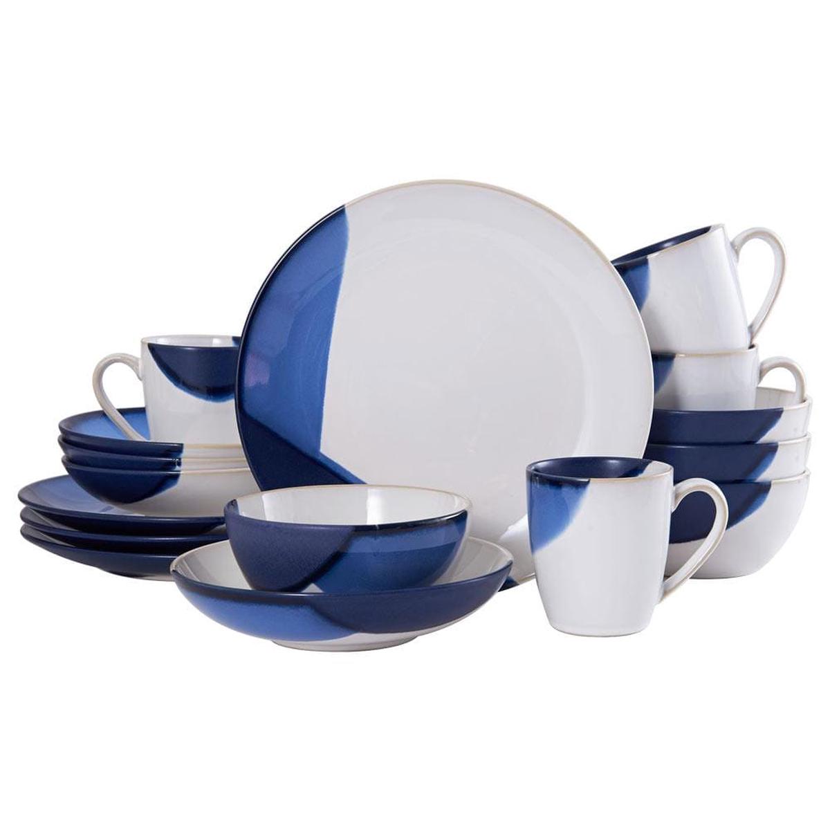 Caden Blue 16 Piece Dinnerware Set Service for 4