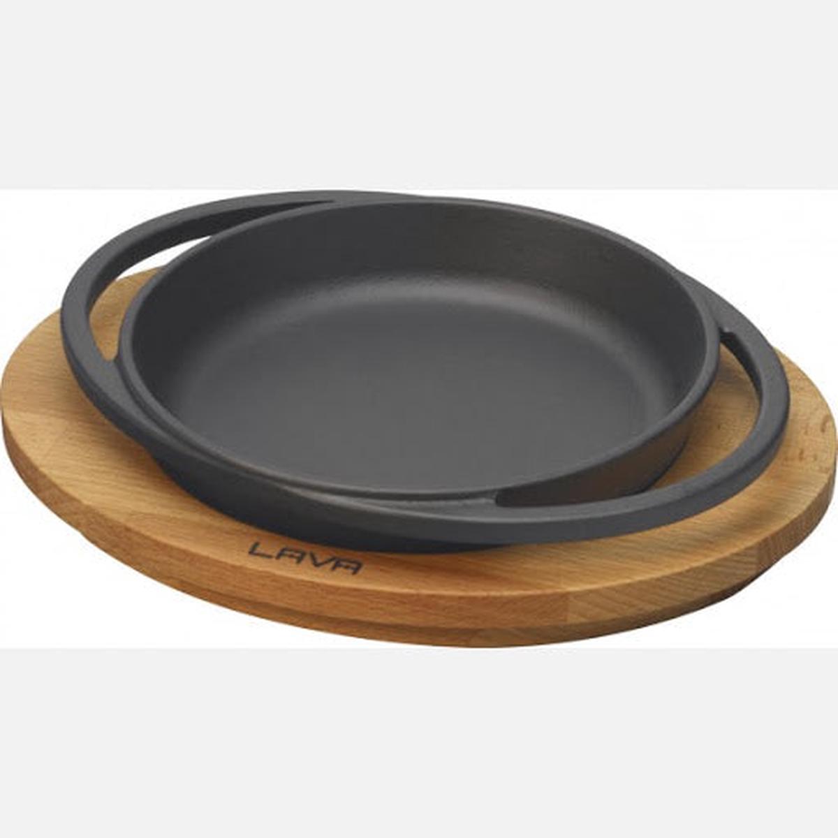 LAVA ROUND DISH AND WOODEN PLATTER - 16 CM