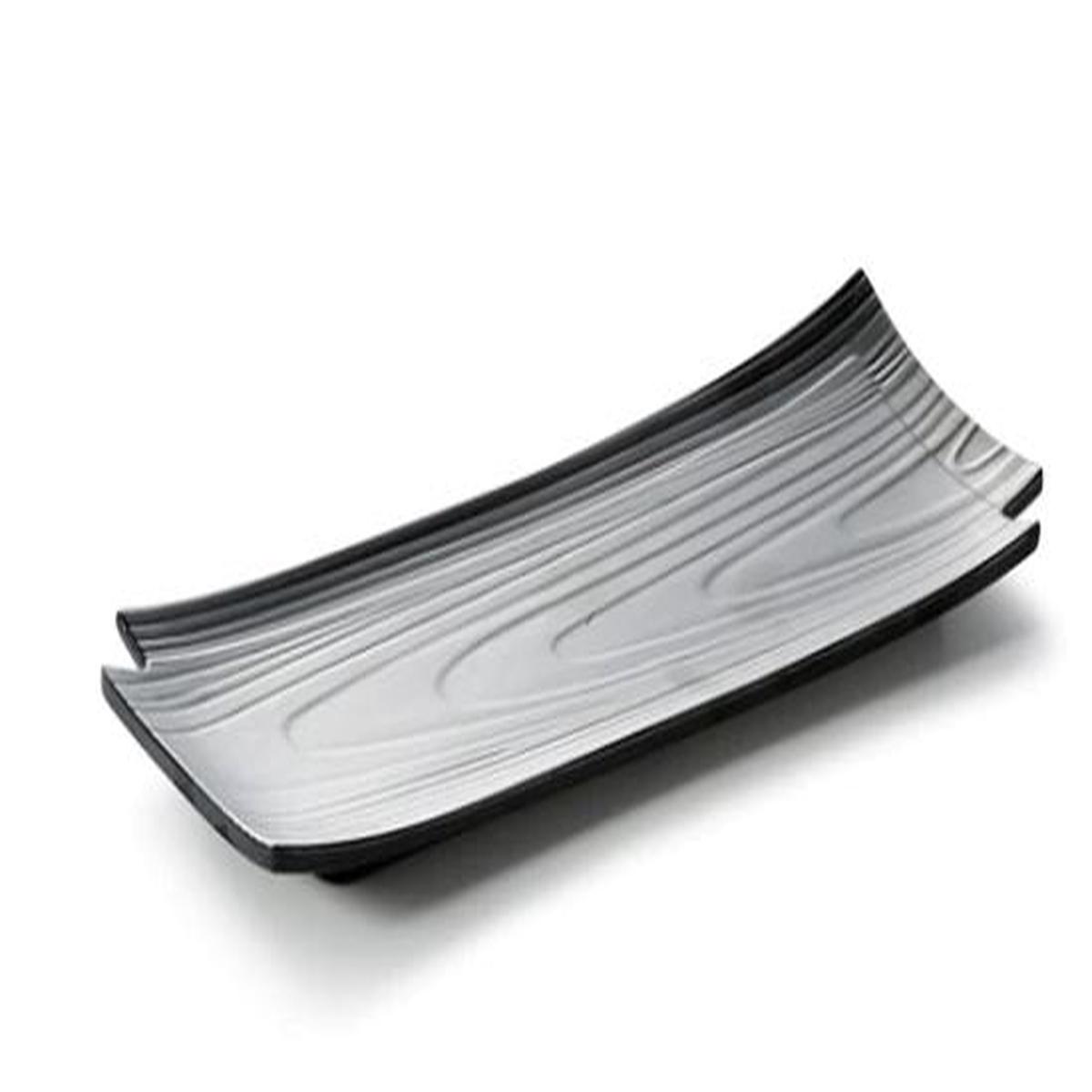 Melamine Rectangular Wood pattern Plate 11 Matte Black