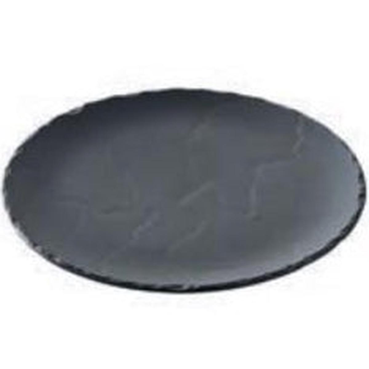 (649180)BASALT ROUND PLATE BLACKMATT SLATE STYLEDIA16CM H-1CM