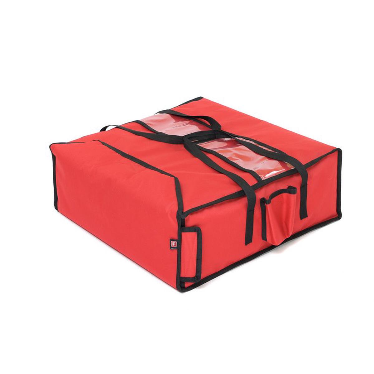 HEATED BAG CAPACITY 4 PIZZA BOXES 50 CM SYSTEM FOR HEATING UP THE BOTTOM AND THE TOP CONNECTED TO A CAR LIGHTER SIDE POCKETS FOR DRINKS DURABLE AND EASILY WASHABLE MATERIALS DIM 53 H C