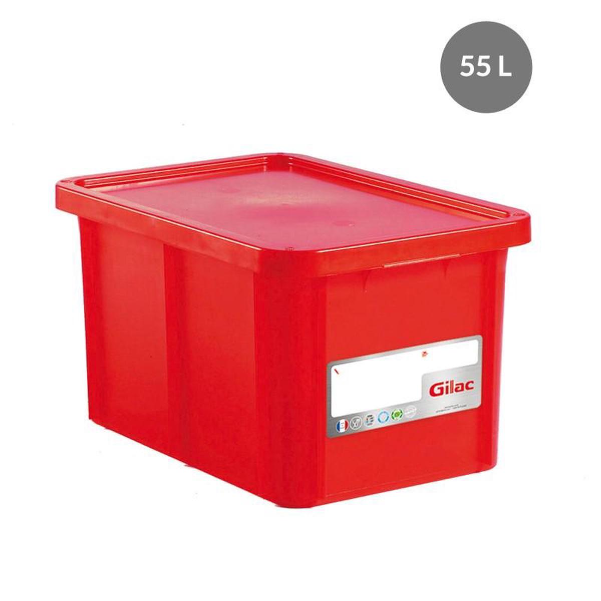 RECTANGULAR CONTAINER WITH LID COLOR RED CAPACITY 55 L