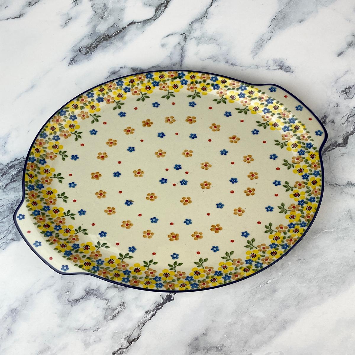Round Platter With Handles Pizza Stone - Shape 151 - Pattern 2225