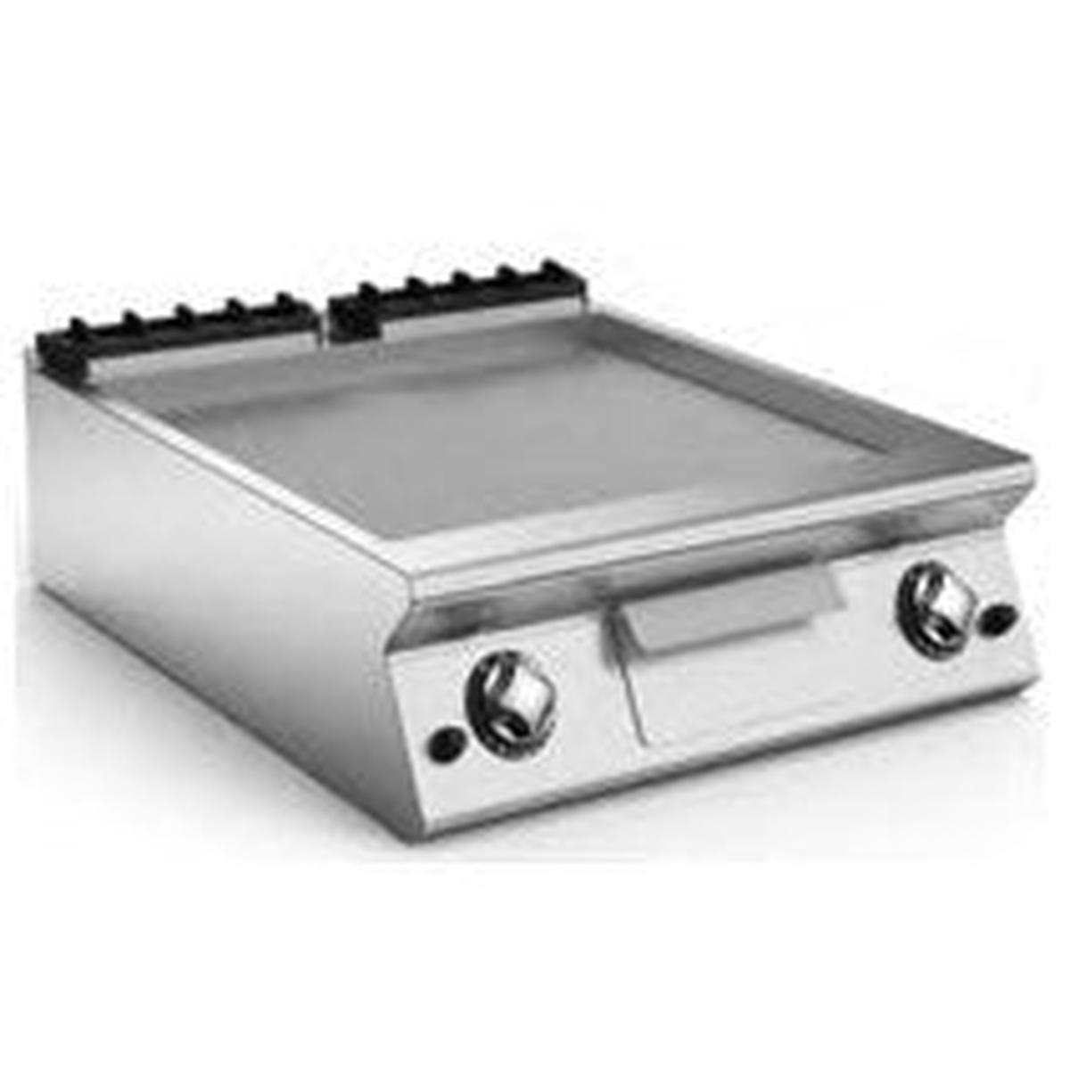 80 cm Gas Fry Top with 2 Cooking Zones and Thermostatically Control Ribbed Sloping HotPlate