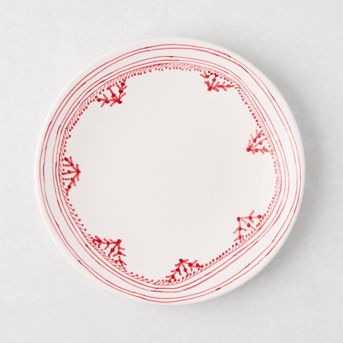 Peter Dunham Hudson Grace Red Fez Hand-Painted Border Salad Plate