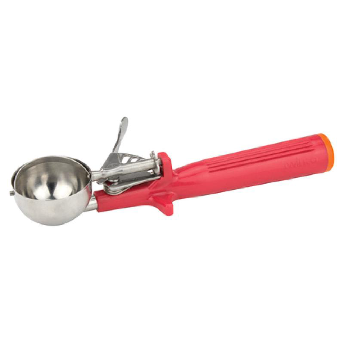 Winco ICOP-24 1-13 Oz Deluxe Disher Round Bowl with Stainless Steel Handle Red