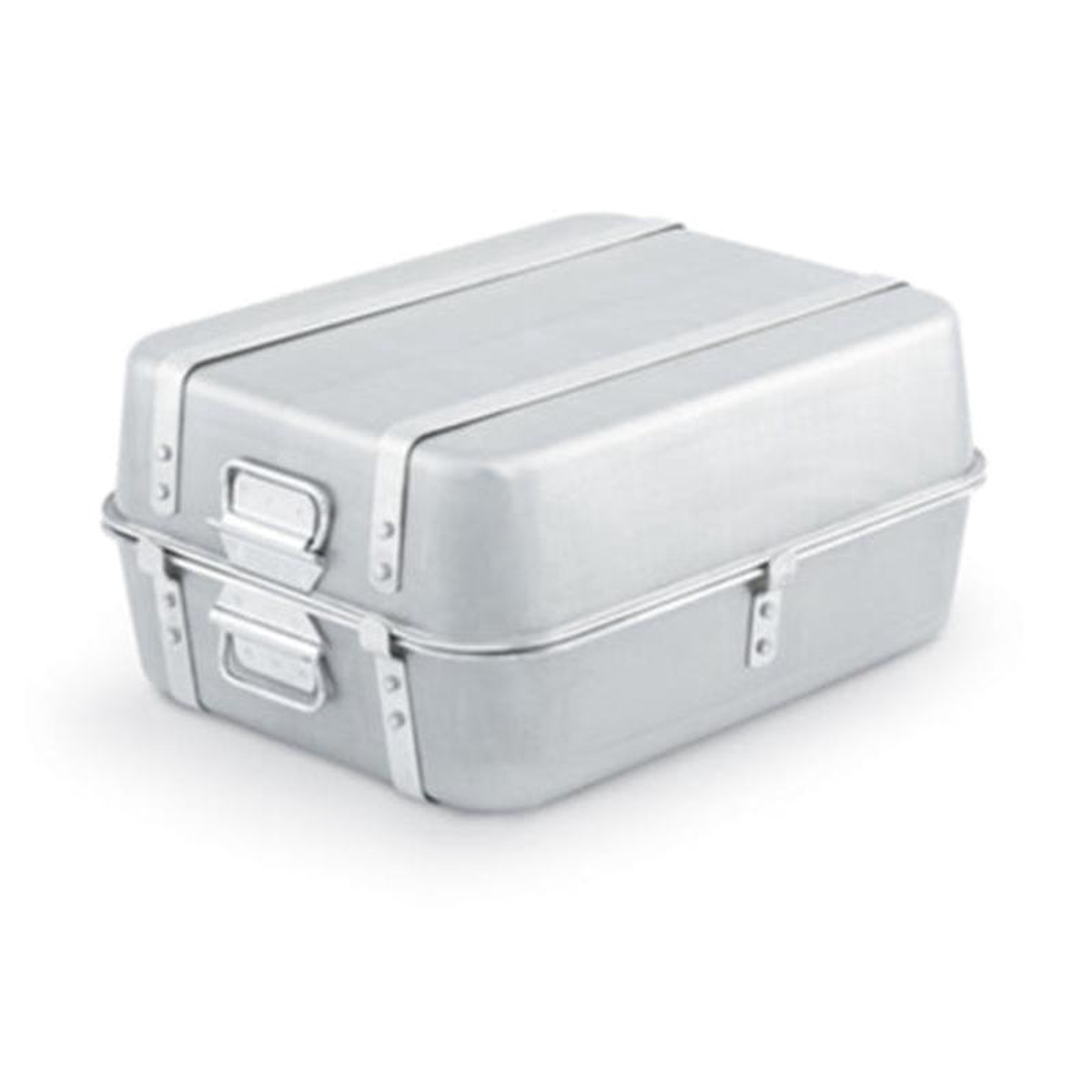 68360 Vollrath 2325 Qt Aluminum Double Roasting Pan w Cover Set w Straps