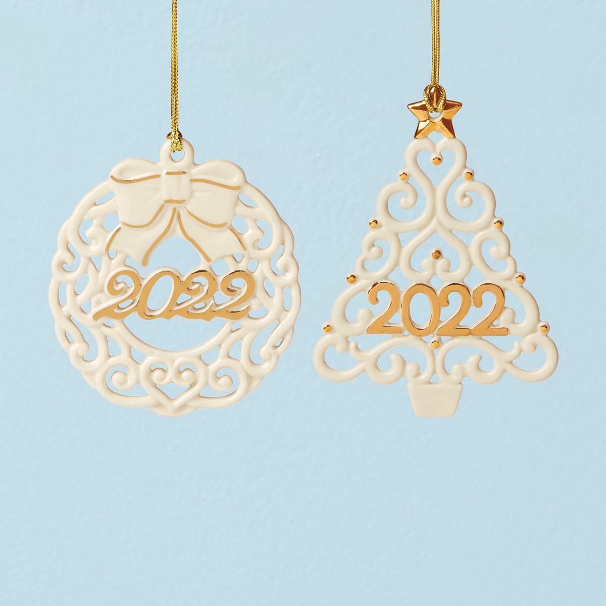 2022 Wreath Tree Ornaments Set of 2