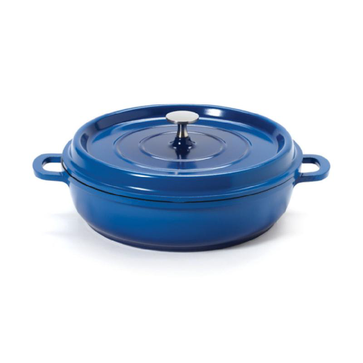 GET Enterprises CA-005-CBBKCC 3 Quart Round Braiser Pan with Lid Aluminum Cobalt Blue