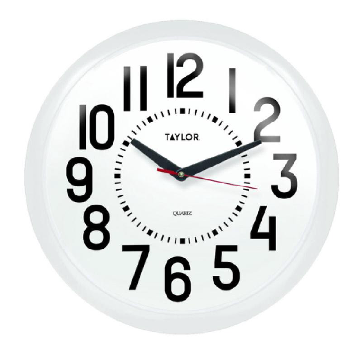 Taylor 6760 13-14 Inch Diameter Outdoor Clock All Metal White Bezel Weather Resistant