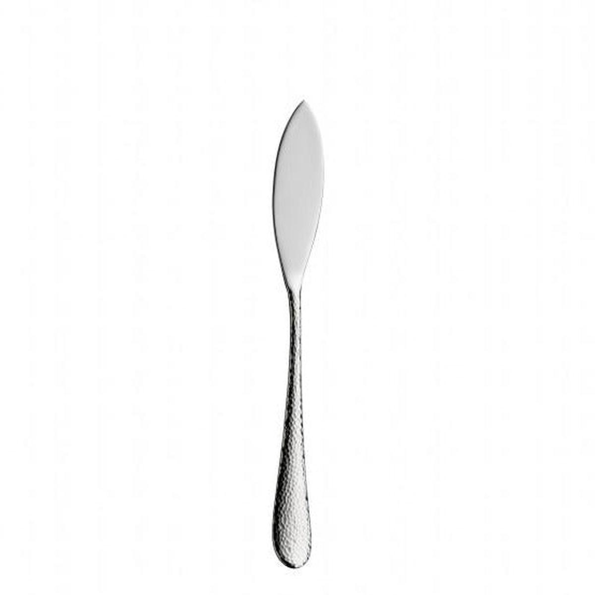Fish knife Sitello stainless 1810 polished hammered length 8 in