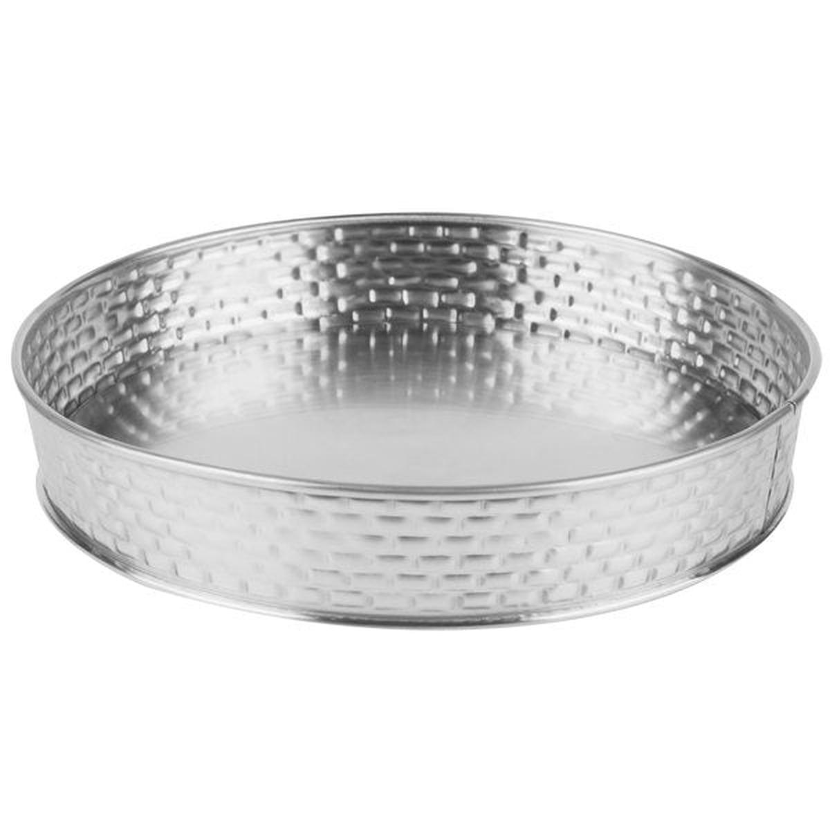 ROUND DINER PLATTER STAINLESS STEEL CONSTRUCTION WITH BRICK PATTERN TEXTURE 21 CM