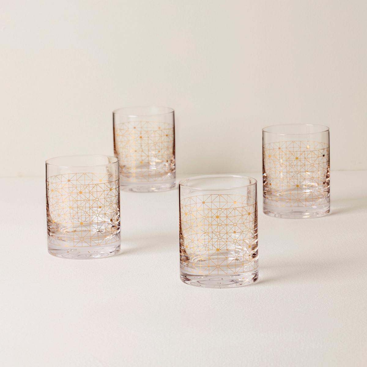 Tuscany Classics Gold Dust Double Old Fashion Glasses Set of 4