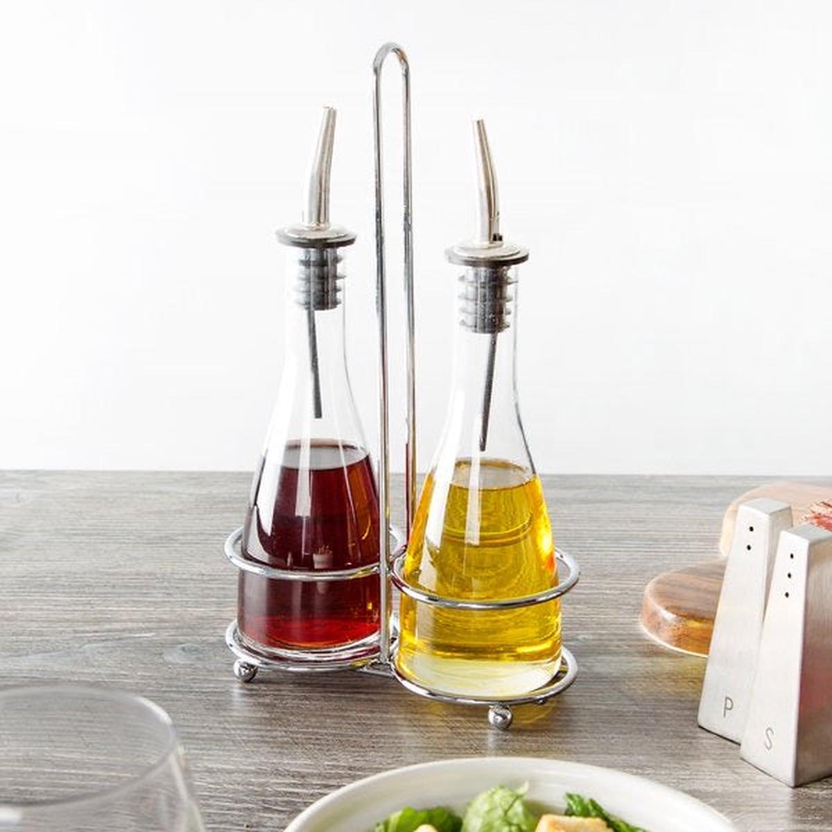 TABLECRAFT OIL VINEGAR SET CLEAR GLASS