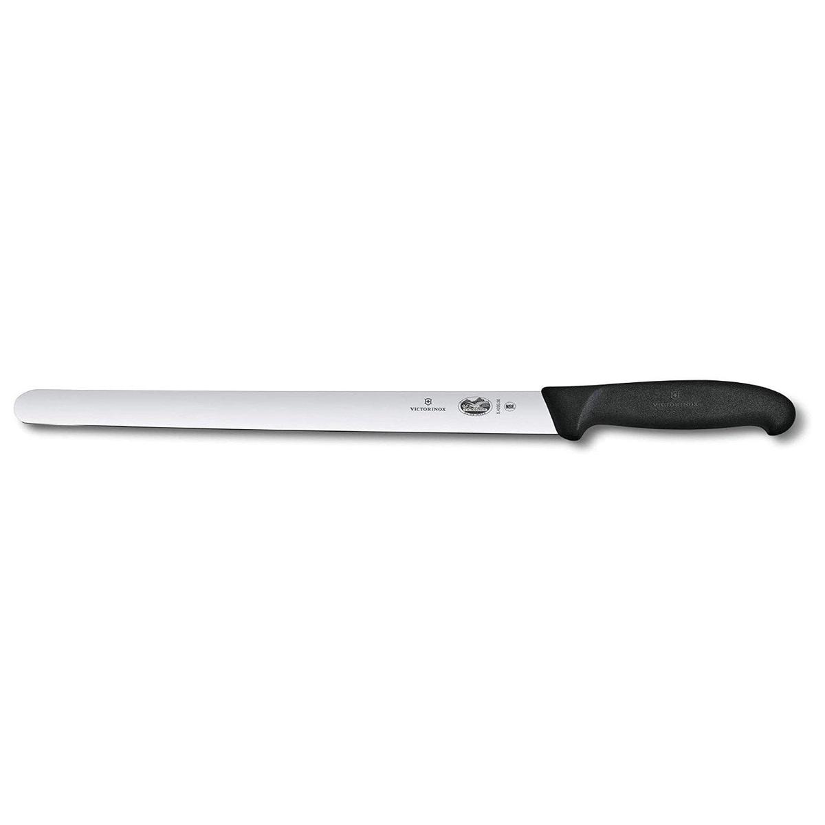VICTORINOX SLICING KNIFE ROUND TIP BLACK HANDLE - 30 CM