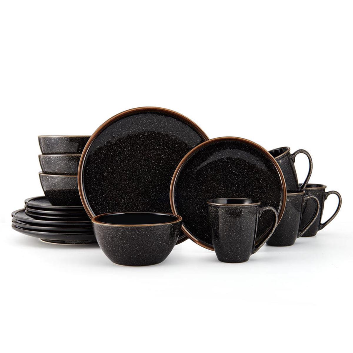 Barrett Black 16 Piece Dinnerware Set Service for 4