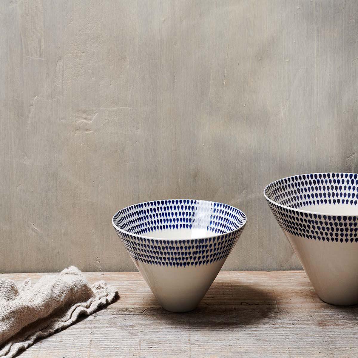 Indigo Drop Serving Bowl - Cream Indigo - Medium